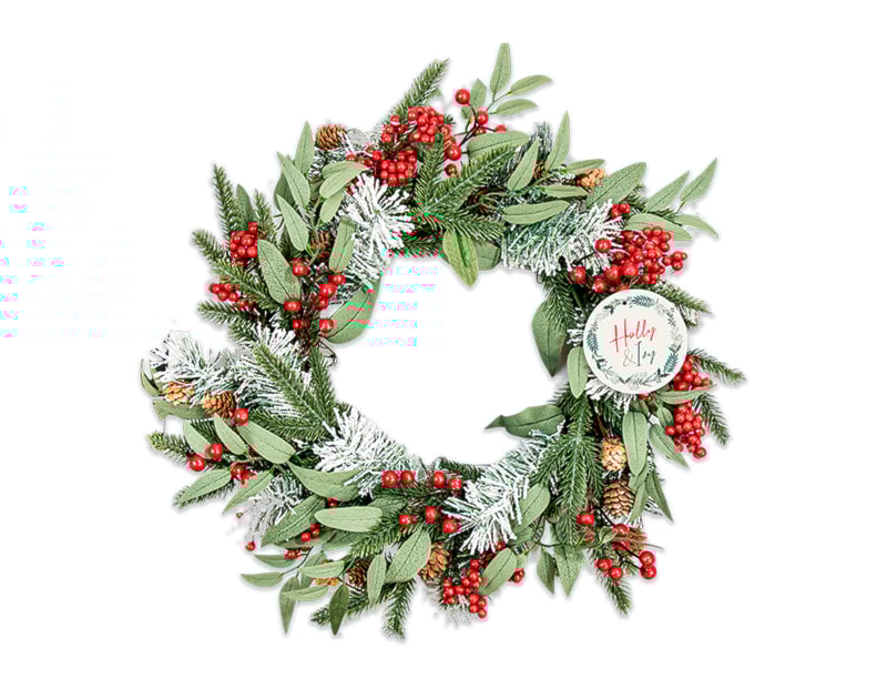 Wholesale Frosted Berry Wreath 50cm Wholesale Frosted Berry Wreath 50cm
