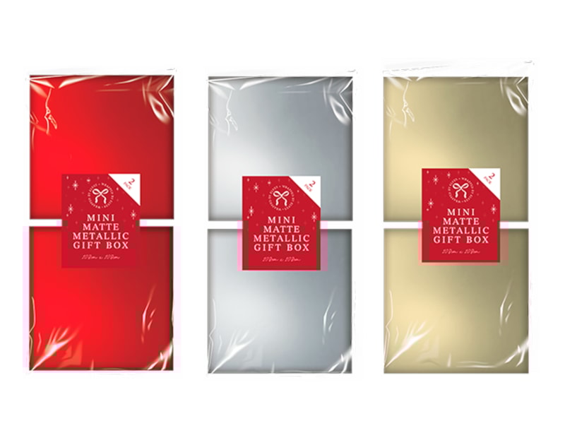 Wholesale Mini Matte Metallic Gift Box 2pk 10.8cm x 10.8cm Wholesale Mini Matte Metallic Gift Box 2pk 10.8cm x 10.8cm