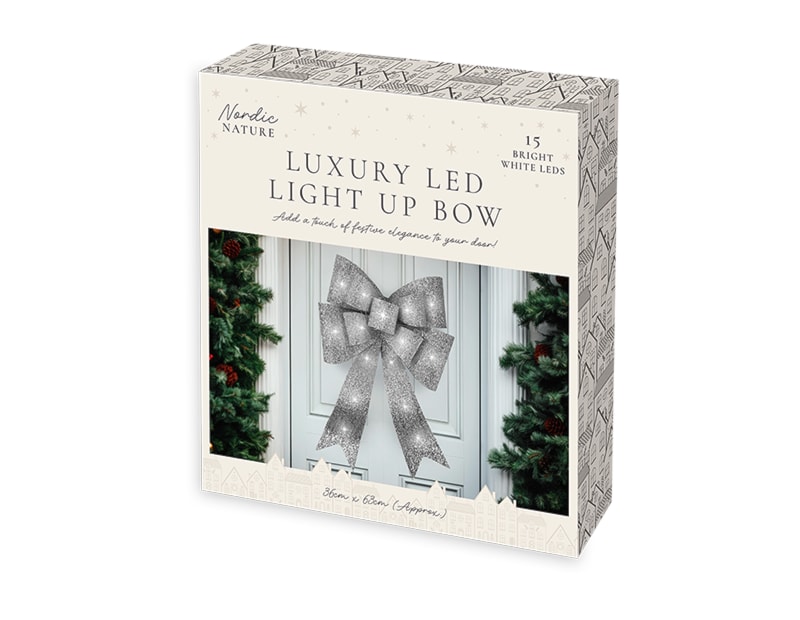 Wholesale Silver Luxury LED Light Up Christmas Bow Wholesale Silver Luxury LED Light Up Christmas Bow