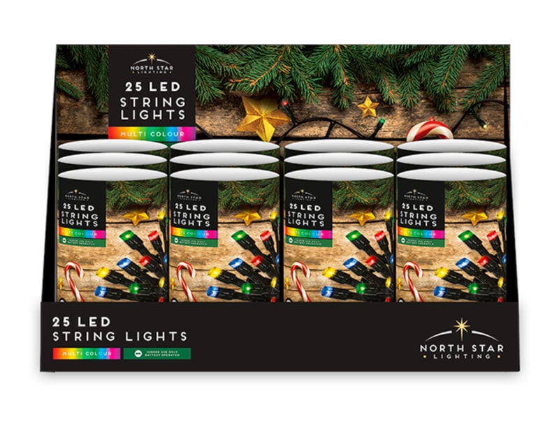 Wholesale 25 LED Battery Operated Multicoloured Lights 2.8M CDU Wholesale 25 LED Battery Operated Multicoloured Lights 2.8M CDU