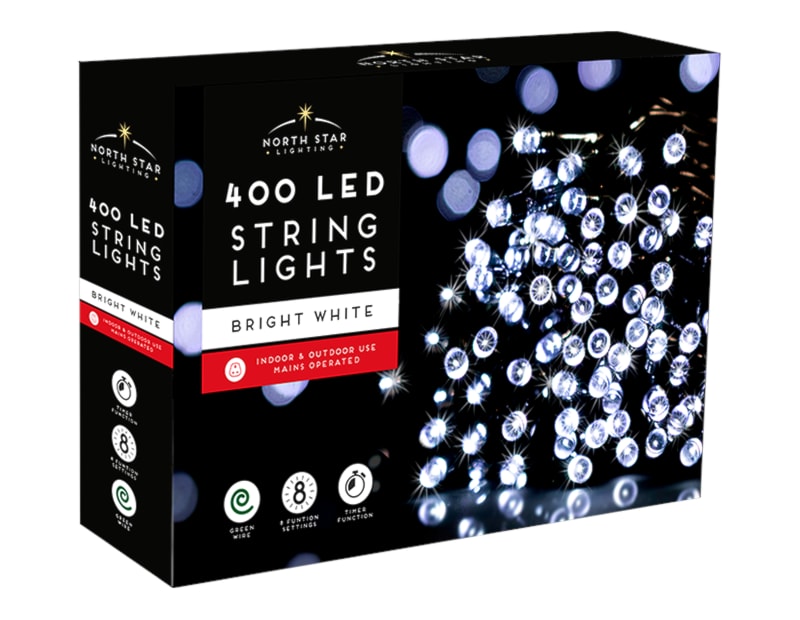 Wholesale 400 LED Mains Operated Christmas Lights - Bright White