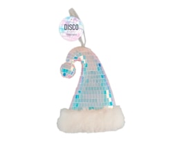 Wholesale Hanging Iridescent Disco Santa Hat 15cm