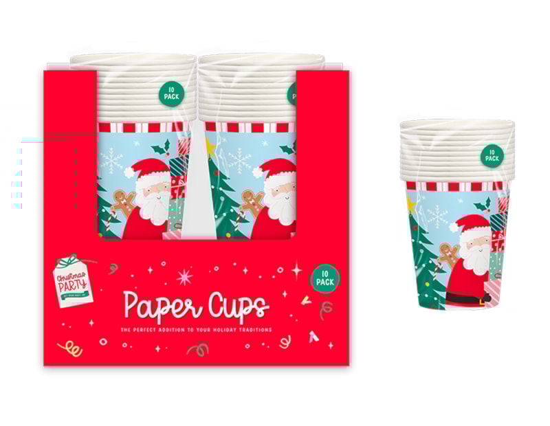 Wholesale Christmas Kids Printed Paper Cups 270ml 10pk CDU