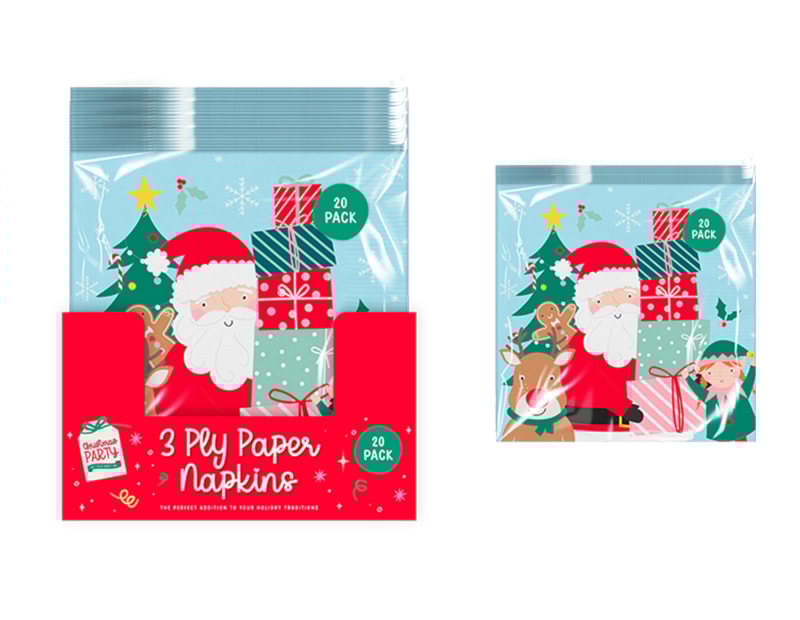 Wholesale Christmas Kids Printed 3 Ply Napkins 20pk CDU