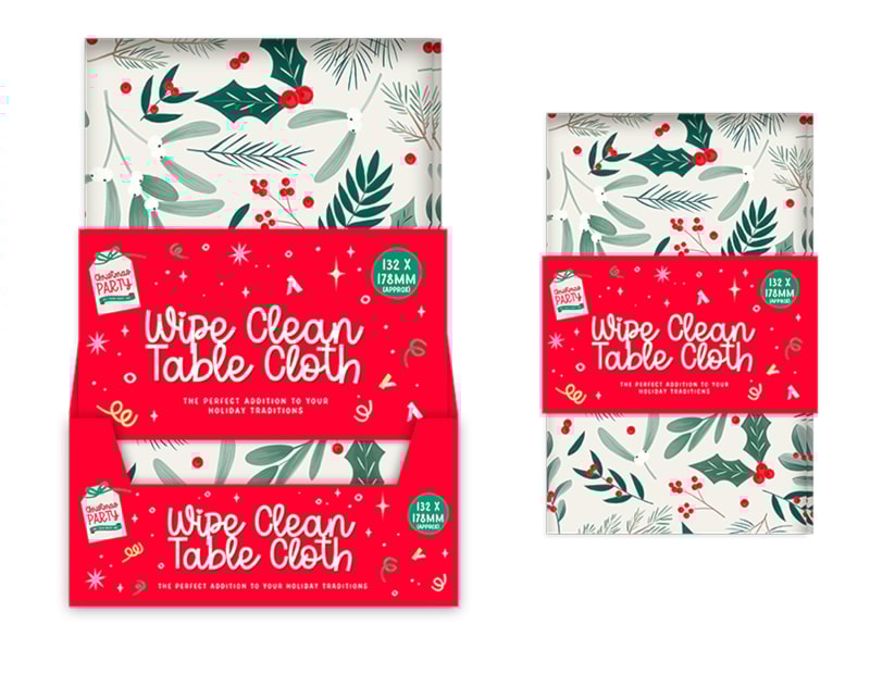 Wholesale Christmas Printed Wipe Clean Tablecloth 132 x 178cm CDU Wholesale Christmas Printed Wipe Clean Tablecloth 132 x 178cm CDU