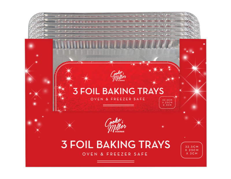 Wholesale Foil Baking Trays 32.5cm x 23cm x 3cm 3pk CDU Wholesale Foil Baking Trays 32.5cm x 23cm x 3cm 3pk CDU