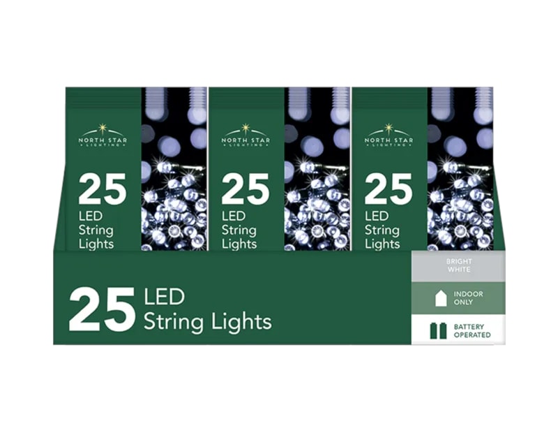 Wholesale 25 Battery Operated Bright White String Lights 2.7m CDU Wholesale 25 Battery Operated Bright White String Lights 2.7m CDU