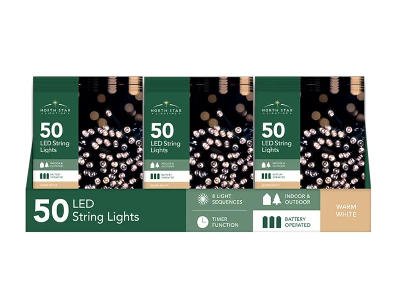 Wholesale 50 Battery Operated Warm White String Lights 5.9m CDU Wholesale 50 Battery Operated Warm White String Lights 5.9m CDU
