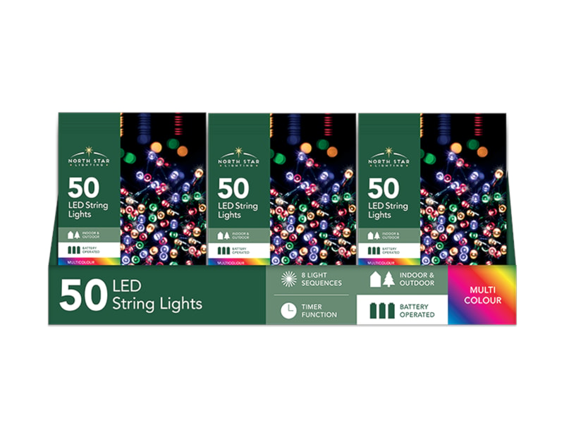 Wholesale 50 Battery Operated Multi-Coloured String Lights 5.9m CDU Wholesale 50 Battery Operated Multi-Coloured String Lights 5.9m CDU