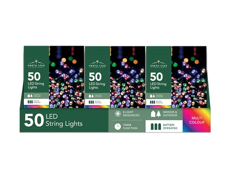 Wholesale 50 Battery Operated Multi-Coloured String Lights 5.9m CDU Wholesale 50 Battery Operated Multi-Coloured String Lights 5.9m CDU