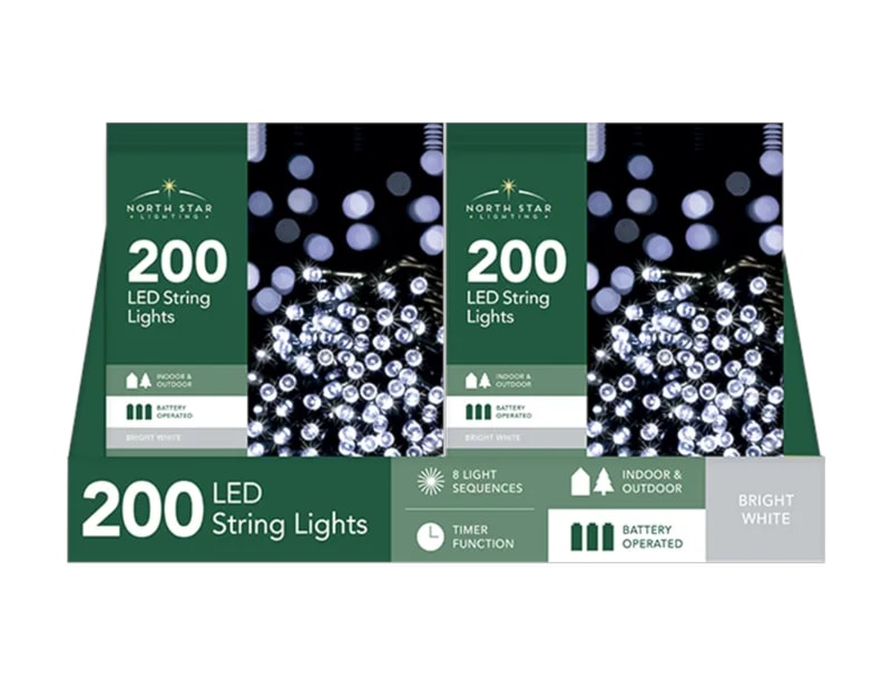 Wholesale 200 Battery Operated Bright White String Lights 20.9m CDU Wholesale 200 Battery Operated Bright White String Lights 20.9m CDU