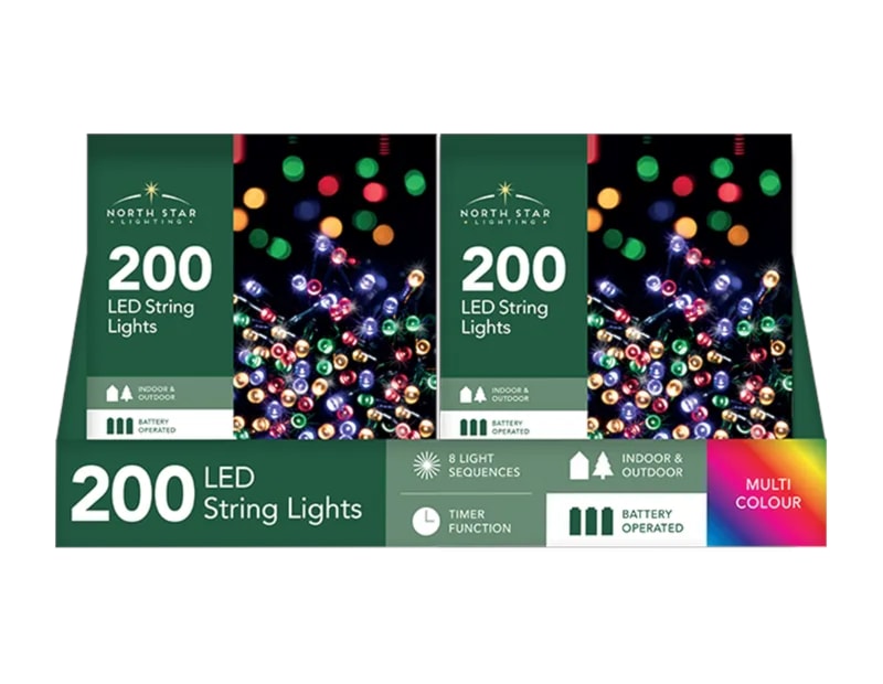 Wholesale 200 Battery Operated Multi-Coloured String Lights 20.9m CDU Wholesale 200 Battery Operated Multi-Coloured String Lights 20.9m CDU