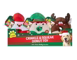 Wholesale Christmas Crinkley & Squeaky Donut Characters Toy CDU