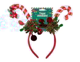 Wholesale Candy Cane Tinsel Headband Wholesale Candy Cane Tinsel Headband