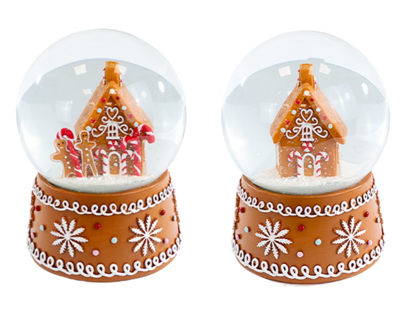 Wholesale Gingerbread Christmas Snow Globe 13cm CDU Wholesale Gingerbread Christmas Snow Globe 13cm CDU