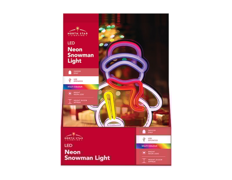Wholesale LED Snowman Neon Light 24.5cm CDU Wholesale LED Snowman Neon Light 24.5cm CDU