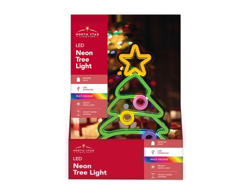 Wholesale LED Christmas Tree Neon Light 24cm CDU Wholesale LED Christmas Tree Neon Light 24cm CDU