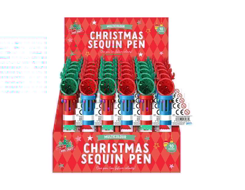 Wholesale Christmas Sequin Top 10 Colour Pen CDU Wholesale Christmas Sequin Top 10 Colour Pen CDU