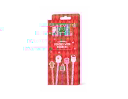 Wholesale Christmas Pencils & Rubbers 5pk Wholesale Christmas Pencils & Rubbers 5pk