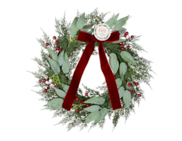 Wholesale Red Berry Bow Wreath 50cm