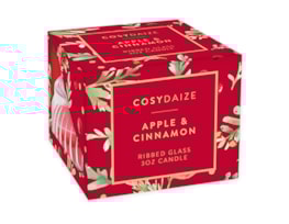 Wholesale Christmas Apple and Cinnamon Ribbed Glass Candle 3oz