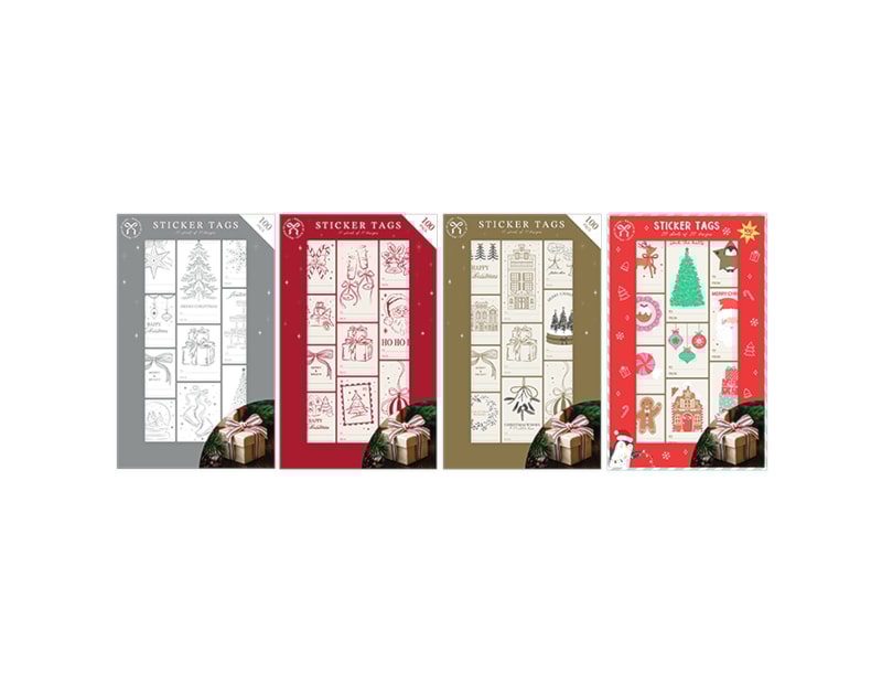 Wholesale Christmas Sticker Tags 100pk Wholesale Christmas Sticker Tags 100pk
