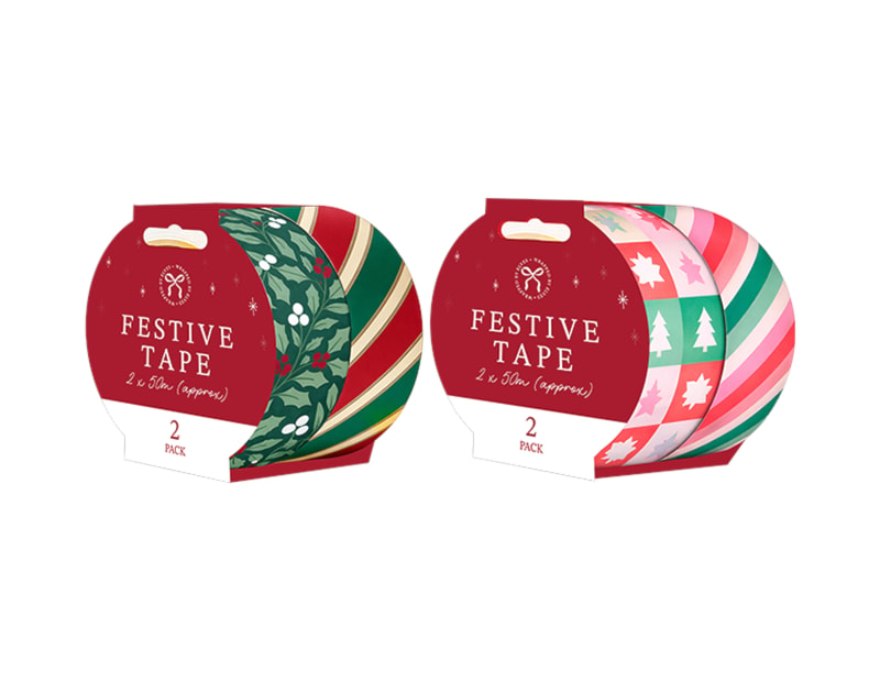 Wholesale Christmas Printed Tape 50m 2pk Wholesale Christmas Printed Tape 50m 2pk