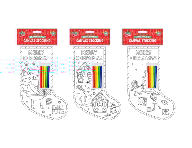 Wholesale Christmas Colour Your Own Canvas Stocking Wholesale Christmas Colour Your Own Canvas Stocking