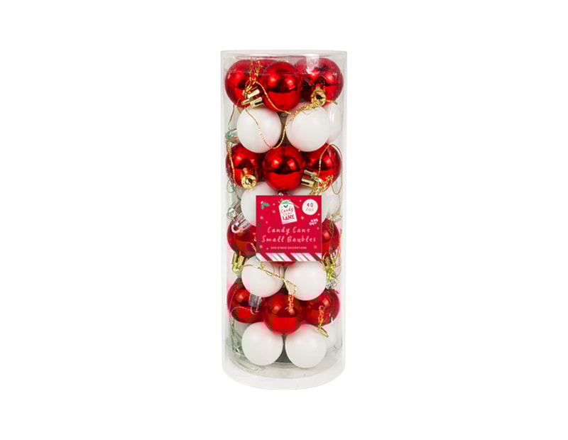 Wholesale Candy Cane Small Baubles 40pk Wholesale Candy Cane Small Baubles 40pk
