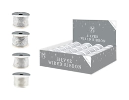 Wholesale Silver Christmas Wired Ribbon Wholesale Silver Christmas Wired Ribbon