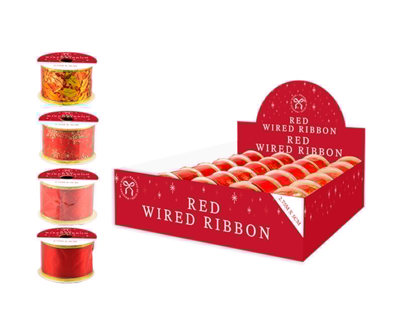 Wholesale Red Christmas Wired Ribbon Wholesale Red Christmas Wired Ribbon