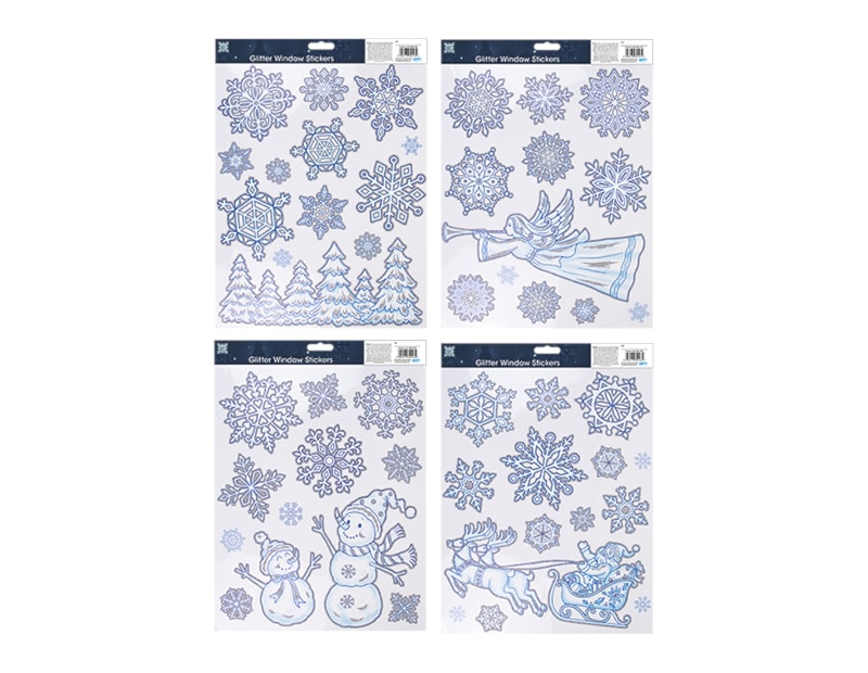 Wholesale Glitter Snowflake Scene Window Stickers Wholesale Glitter Snowflake Scene Window Stickers