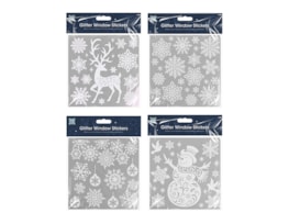 Wholesale Glitter Christmas Window Stickers | Bulk Buy Christmas Decorations Wholesale Glitter Christmas Window Stickers