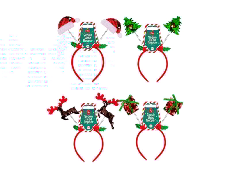 Wholesale Reversible Sequin Christmas Head Boppers | Bulk Buy Christmas Dress Up Wholesale Reversible Sequin Christmas Head Boppers
