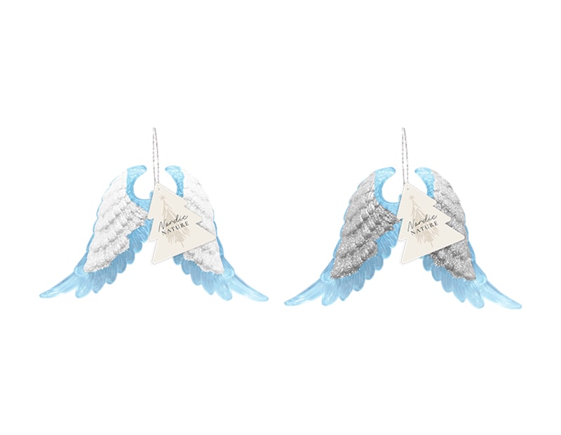 Wholesale Silver & White Glitter Acrylic Angel Wings | Gem Imports Wholesale Silver & White Glitter Acrylic Angel Wings