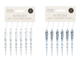 Wholesale Silver & White Acrylic Glitter Icicles Wholesale Silver & White Acrylic Glitter Icicles