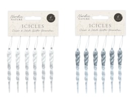 Wholesale Silver & White Acrylic Glitter Icicles