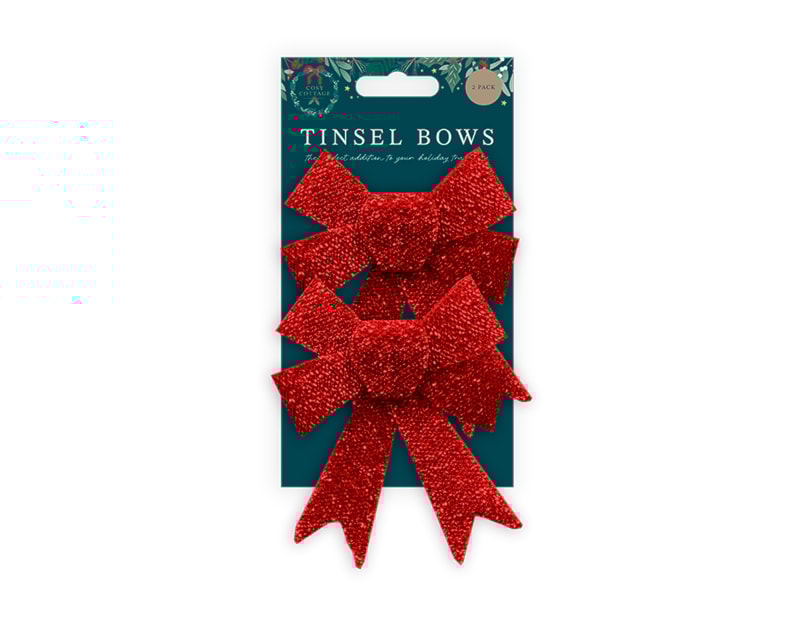 Wholesale Red Tinsel Bows | Bulk Buy Christmas Decorations Wholesale Red Tinsel Bows | Bulk Buy Christmas Decorations
