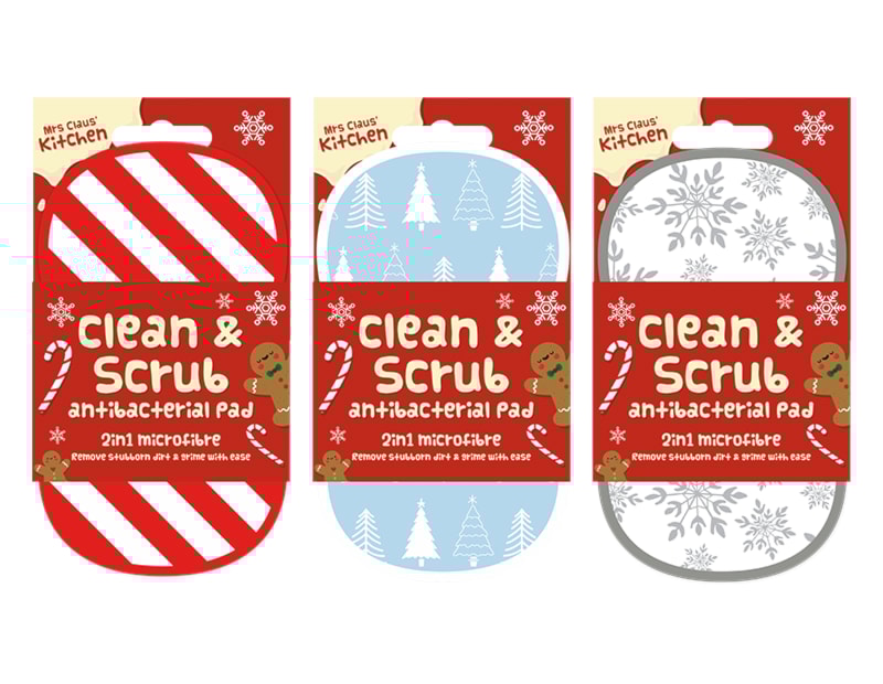 Wholesale Christmas 2 in 1 Scrubbing Pad | Bulk Buy Christmas Kitchenware Wholesale Christmas 2 in 1 Scrubbing Pad