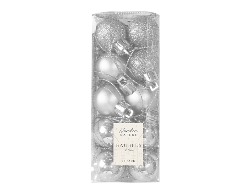 Wholesale Silver Baubles 2.5cm Wholesale Silver Baubles 2.5cm