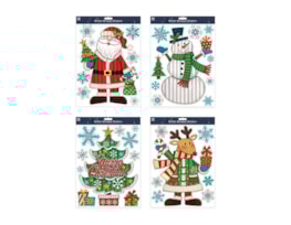 Wholesale Xmas Figures Glitter Finish Window Stickers | Bulk Buy Christmasa