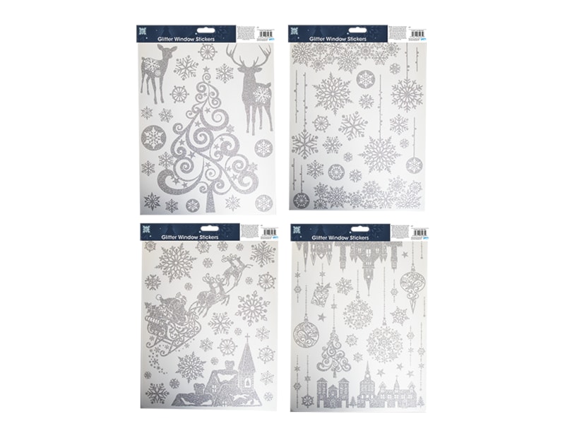 Wholesale Xmas Silver Glitter Window Stickers | Bulk Buy Christmas Decorations Wholesale Xmas Silver Glitter Window Stickers | Bulk Buy Christmas Decorations