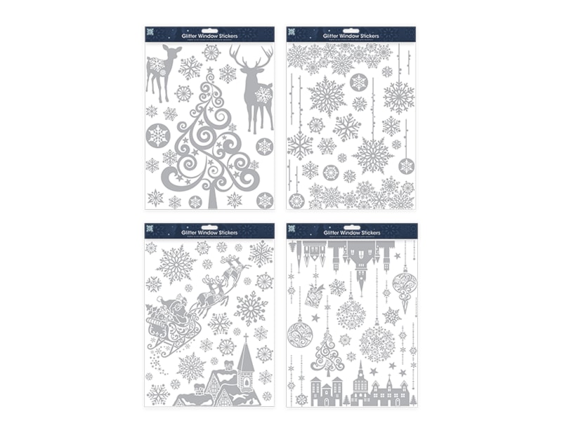 Wholesale Xmas Silver Glitter Window Stickers | Bulk Buy Christmas Decorations Wholesale Xmas Silver Glitter Window Stickers | Bulk Buy Christmas Decorations