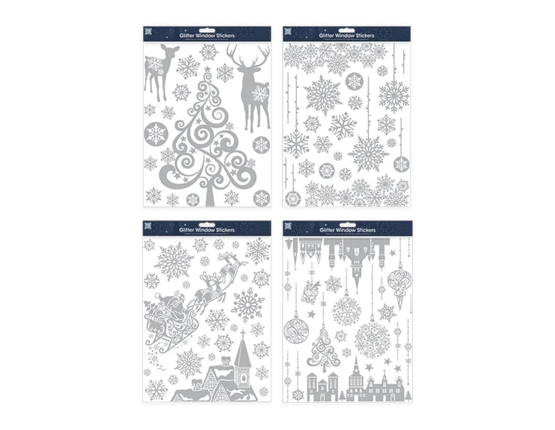 Wholesale Xmas Silver Glitter Window Stickers | Bulk Buy Christmas Decorations Wholesale Xmas Silver Glitter Window Stickers | Bulk Buy Christmas Decorations