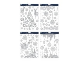 Wholesale Xmas Silver Glitter Window Stickers | Bulk Buy Christmas Decorations