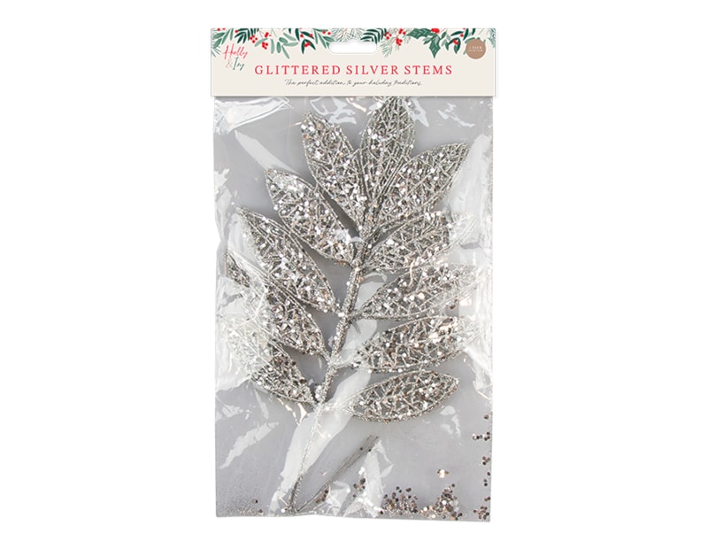 Wholesale Silver Glitter Stems 43cm 3 Pack Wholesale Silver Glitter Stems 43cm 3 Pack