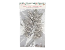 Wholesale Silver Glitter Stems 43cm 3 Pack
