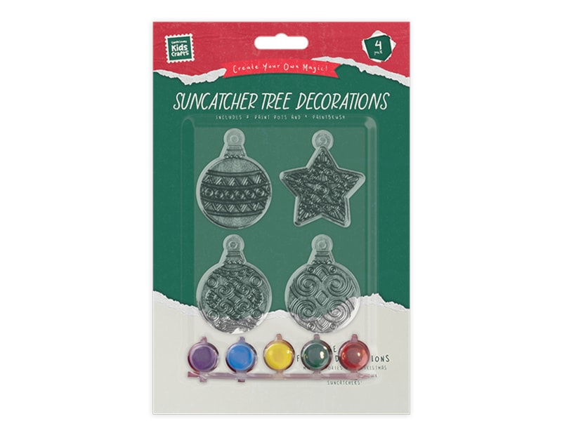 Wholesale Christmas Suncatcher Tree Decorations with paint 4pk Wholesale Christmas Suncatcher Tree Decorations with paint 4pk