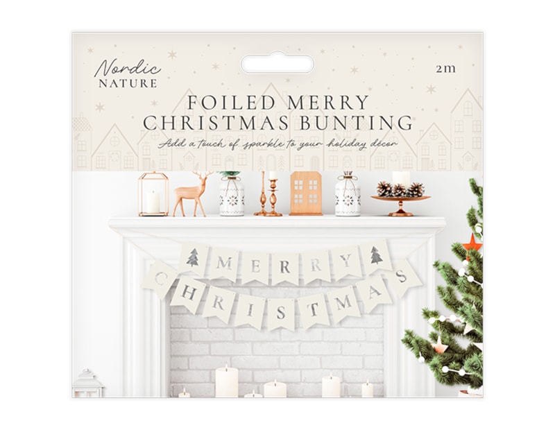 Wholesale Foiled Merry Christmas Bunting | Bulk Buy Christmas Partyware Wholesale Foiled Merry Christmas Bunting | Bulk Buy Christmas Partyware