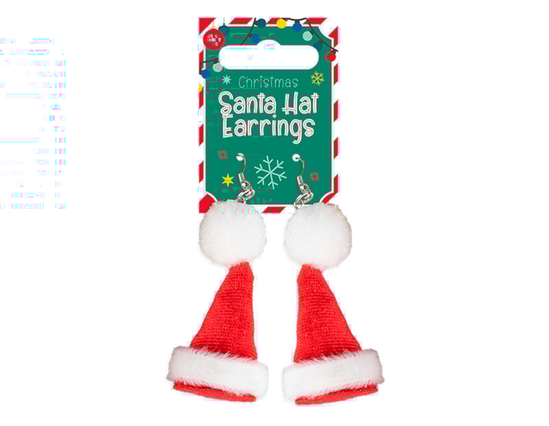 Wholesale Novelty Santa Hat Earrings | Bulk Buy Christmas Dress Up Wholesale Novelty Santa Hat Earrings